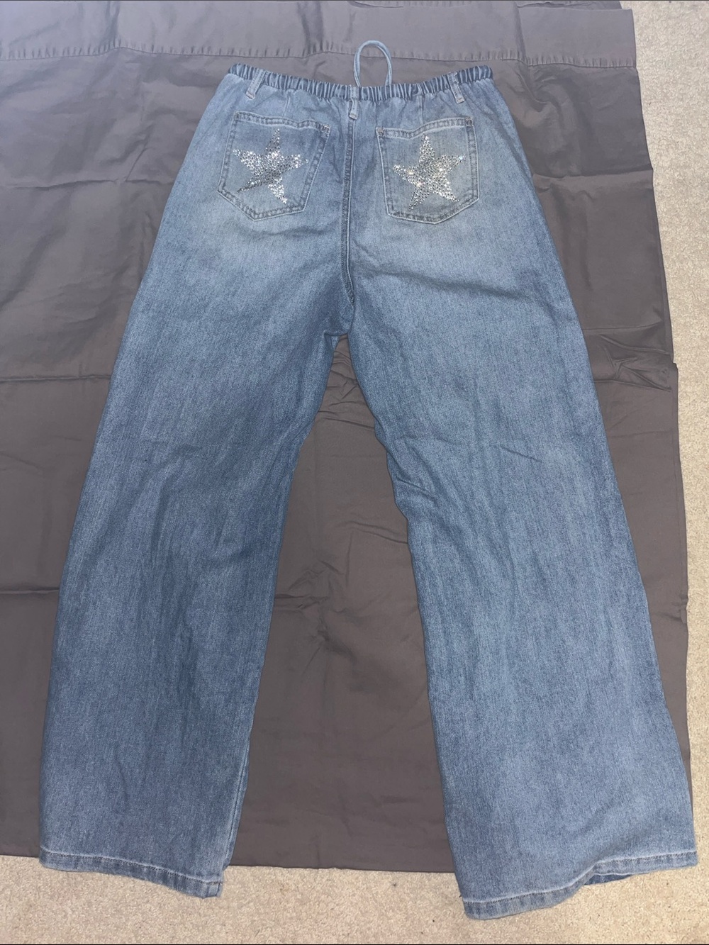 Vanilla Star Blue Wide-Leg Jeans with Silver Star Back Pockets